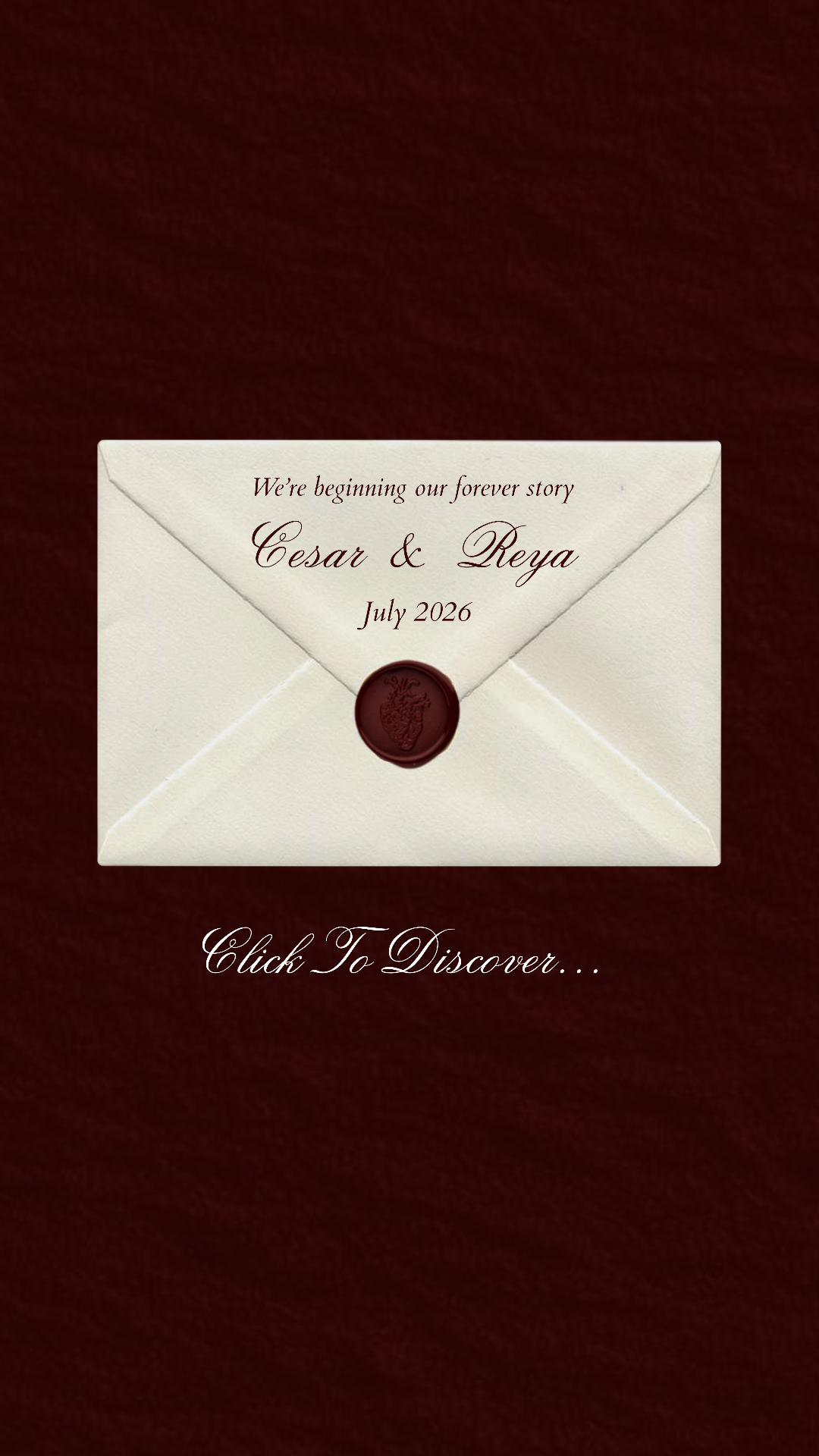 Envelope invitation landing screen